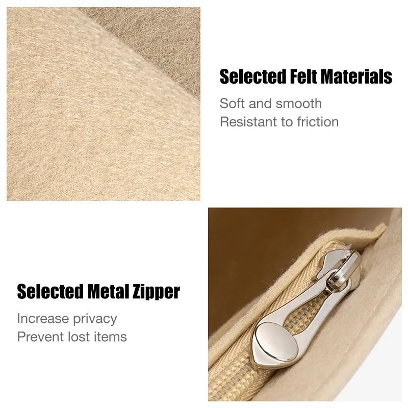 Felt Insert Lining Cosmetic Bag, Fits Longchamp Handbags, Support Liner Organizer, Makeup Pouch, Ideal for Travel & Daily Use