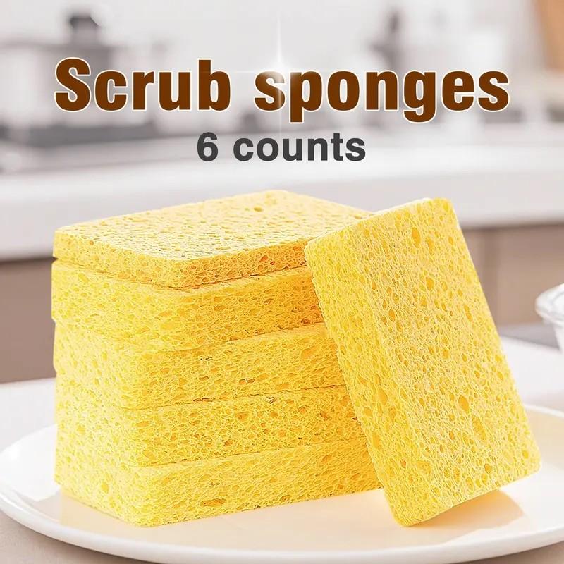 6pcs Dual-Sided Dishwashing Sponge Set, Kitchen Cleaning Tools, Household Scouring Pads, Durable & Efficient Scrubbers