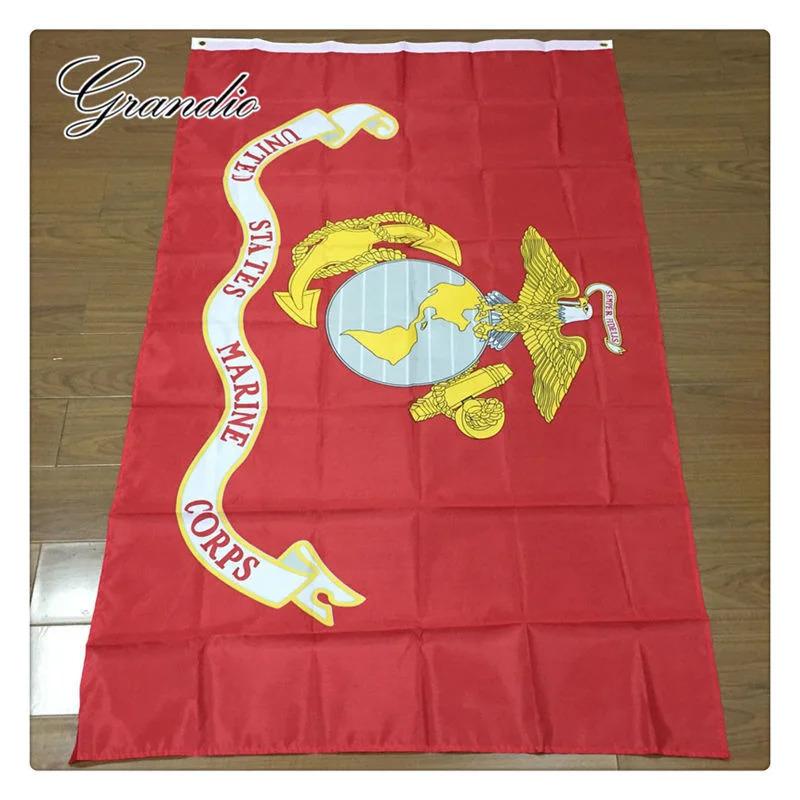 U.S. Marine Corps Flag with Eagle-Globe-and-Anchor Emblem - High-Strength Polyester Patriotic Banner for Outdoor Decoration, Official Must-Have for Marine Corps Fans, Us Marine Corps Emblem