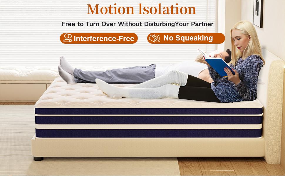 TVDFGTS 12 Inch high quality pocket spring, medium firm support , breathable and washable, ergonomic design, blue and white fiberglass-free hybrid memory foam mattress,sweet night home,sleep position,new house Bedroom Modern