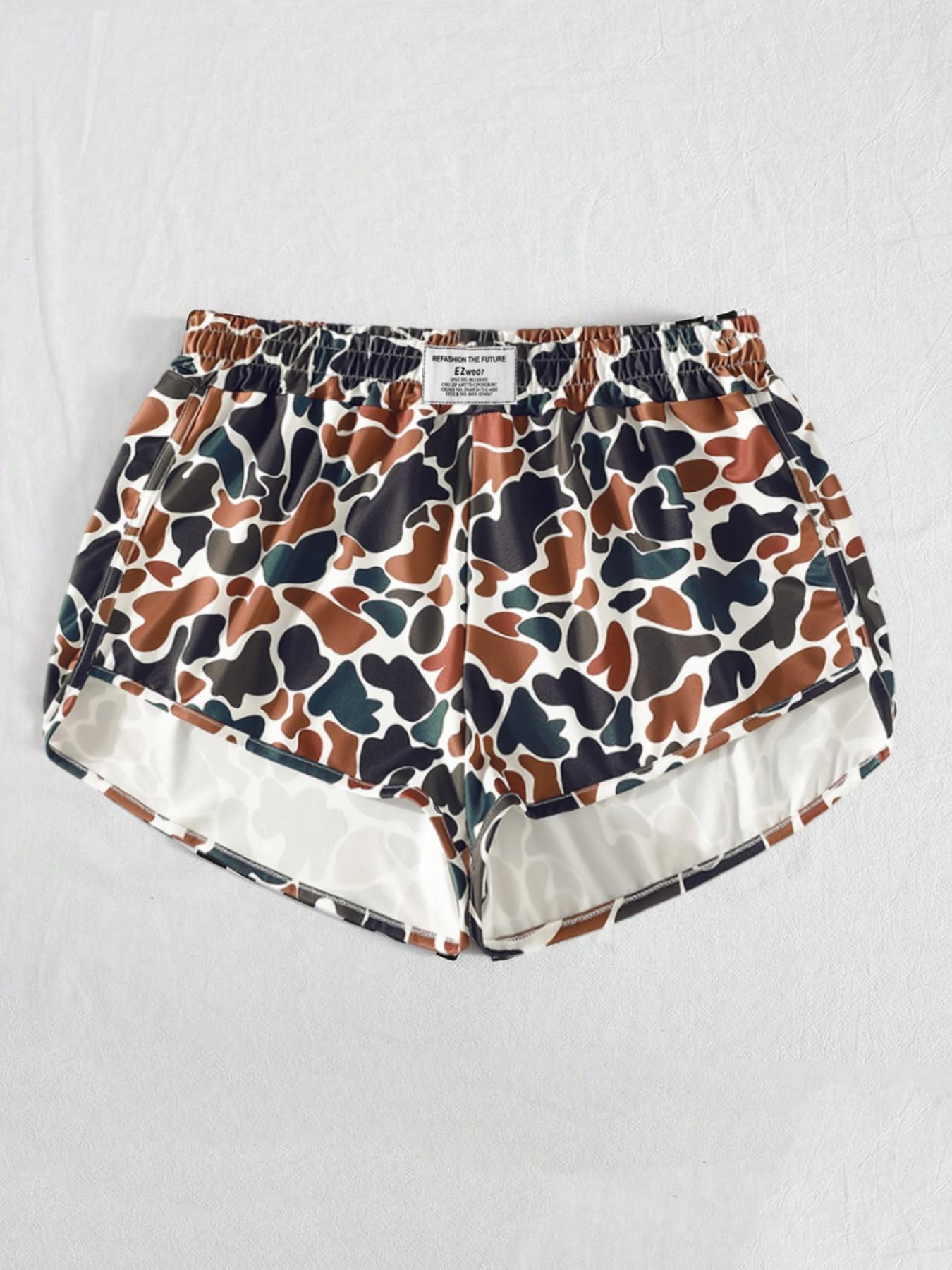 Women's Camouflage Print Elastic Waist Fit Shorts, Casual Comfy Breathable Shorts for Daily Wear, Ladies Bottoms for All Seasons, Womenswear