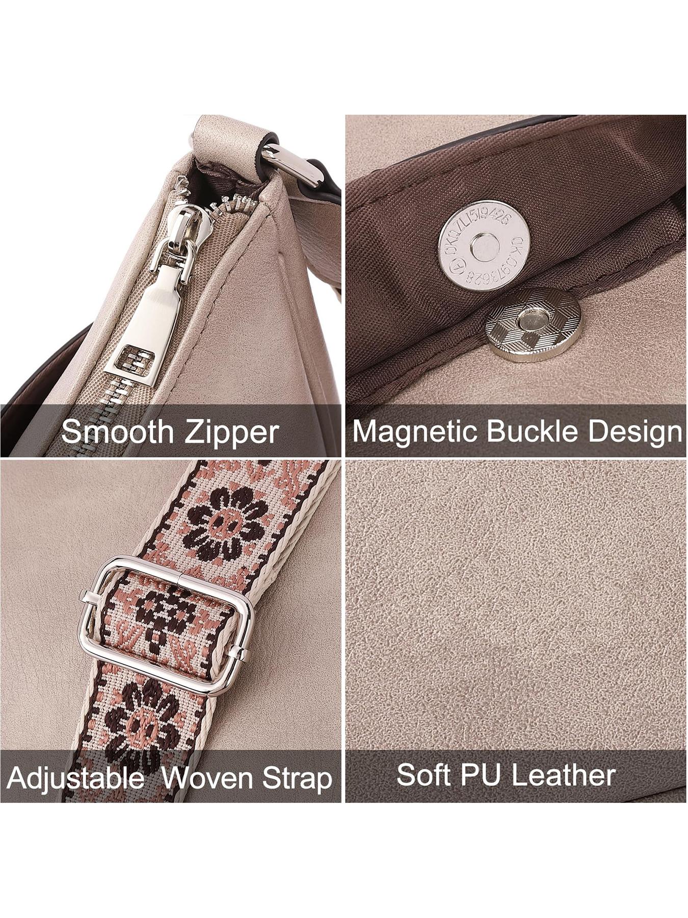 Women's Vintage Crossbody Bag, Fashionable Pu Leather Zipper Shoulder Bag with Adjustable Strap, Casual Crossbody Bag for Daily Used, Adjustable Strap Purse