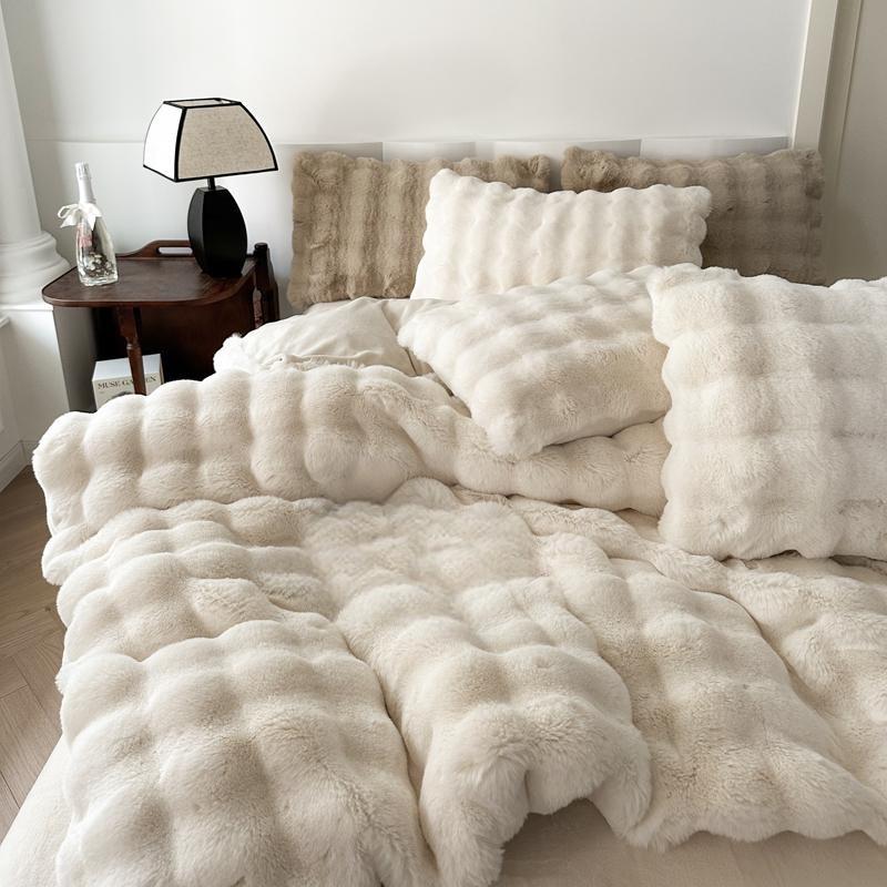 Best-Selling Solid Color Drawstring Bubble Blanket 1pc, Large Plush Throw, Soft Flannel Material, Suitable for Sofa, Single Bed/double Bed, All-Year Comfort