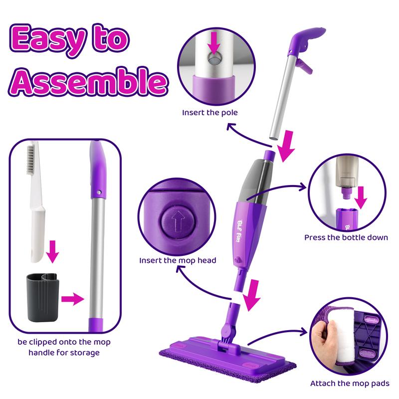 BLF Fun Spray Mop -  Cleaning Set with Real Water Sprayer - Mini Mop & Sweeper Squeeze & Spray Toy