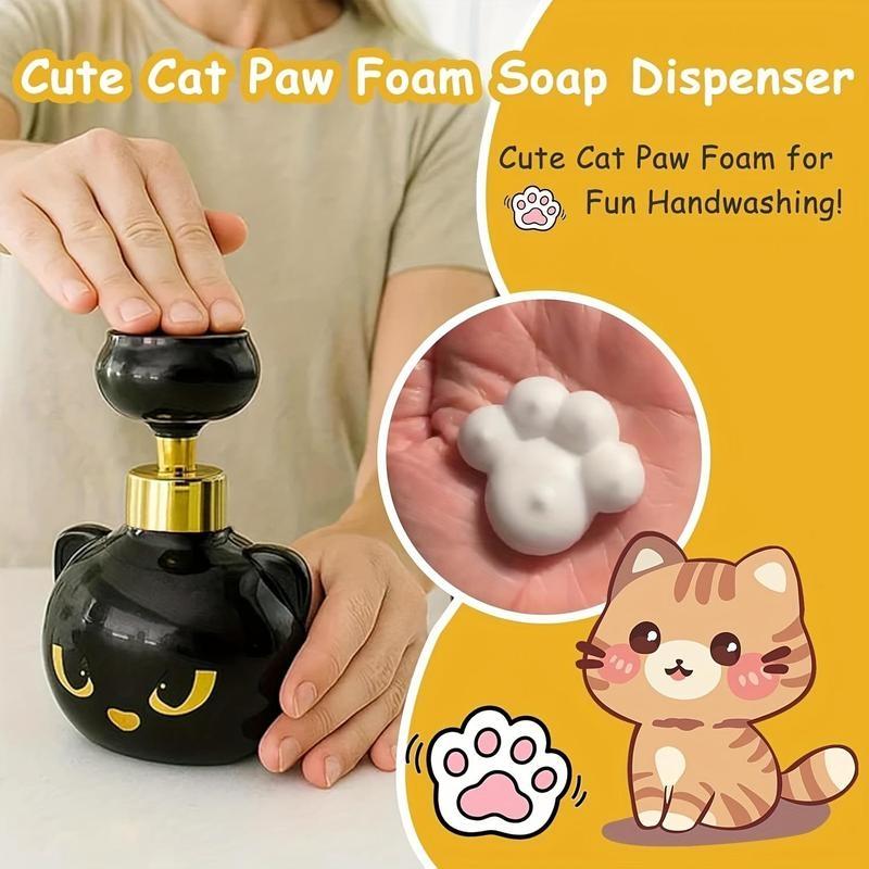 Cat Paw Foam Soap Dispenser Cute Refillable Foaming Pump That Prints Paw-Shaped Foam Fun Bathroom Kitchen Hand Soap Bottle for Kids, Cat Lovers &Holiday Gift