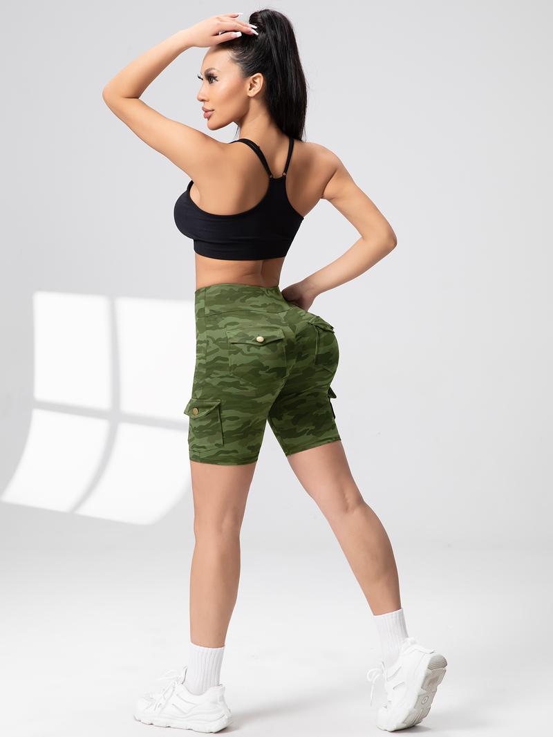 CHRLEISURE 3PCS Women High Waisted Cargo Shorts With Pockets Gym Running Shorts bike Shorts For Women fitness summer