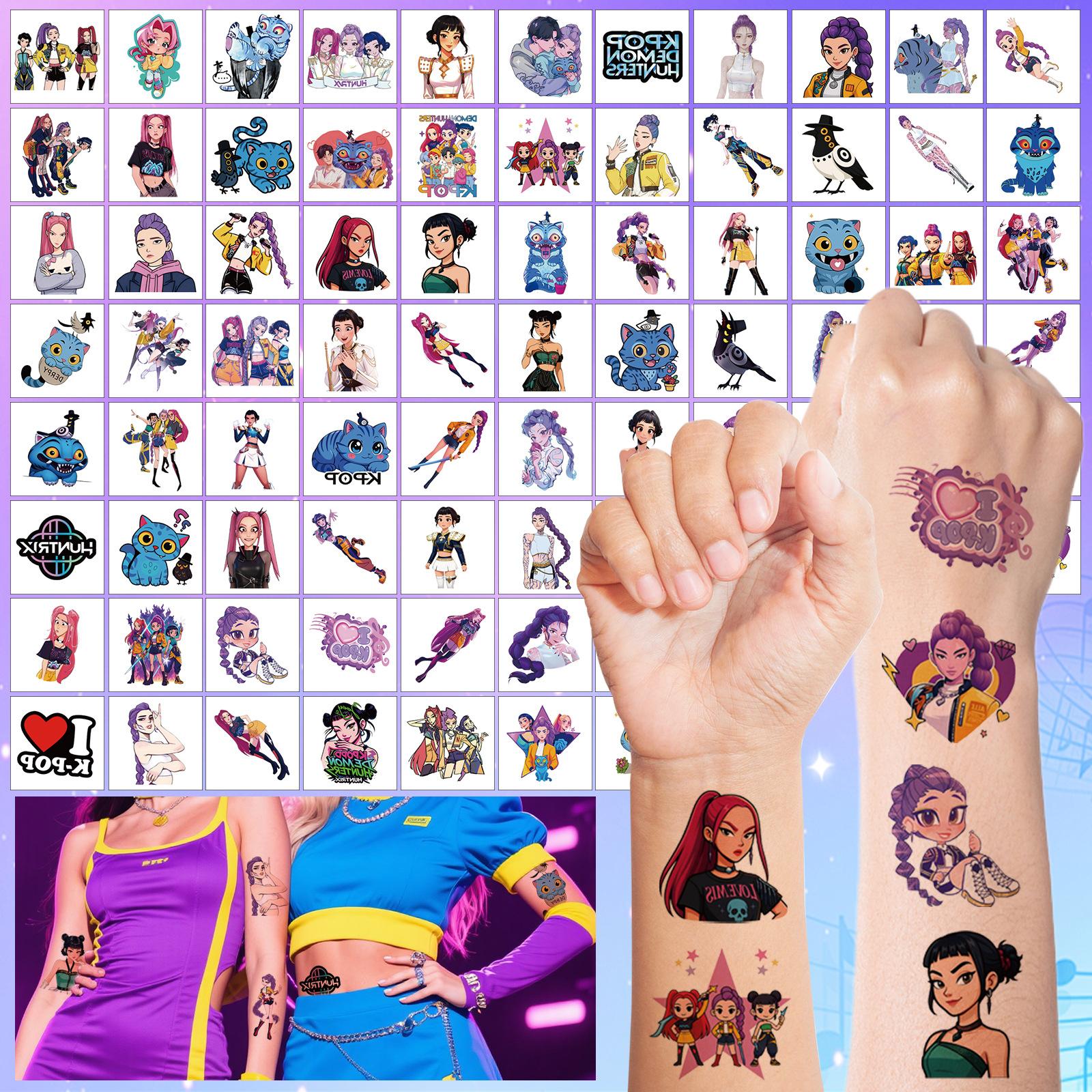 40pcs Demon Slayer Temporary Tattoo Stickers, Cartoon Anime Creative Tattoos, Temporal Body Art Decorations, Perfect Gift Idea