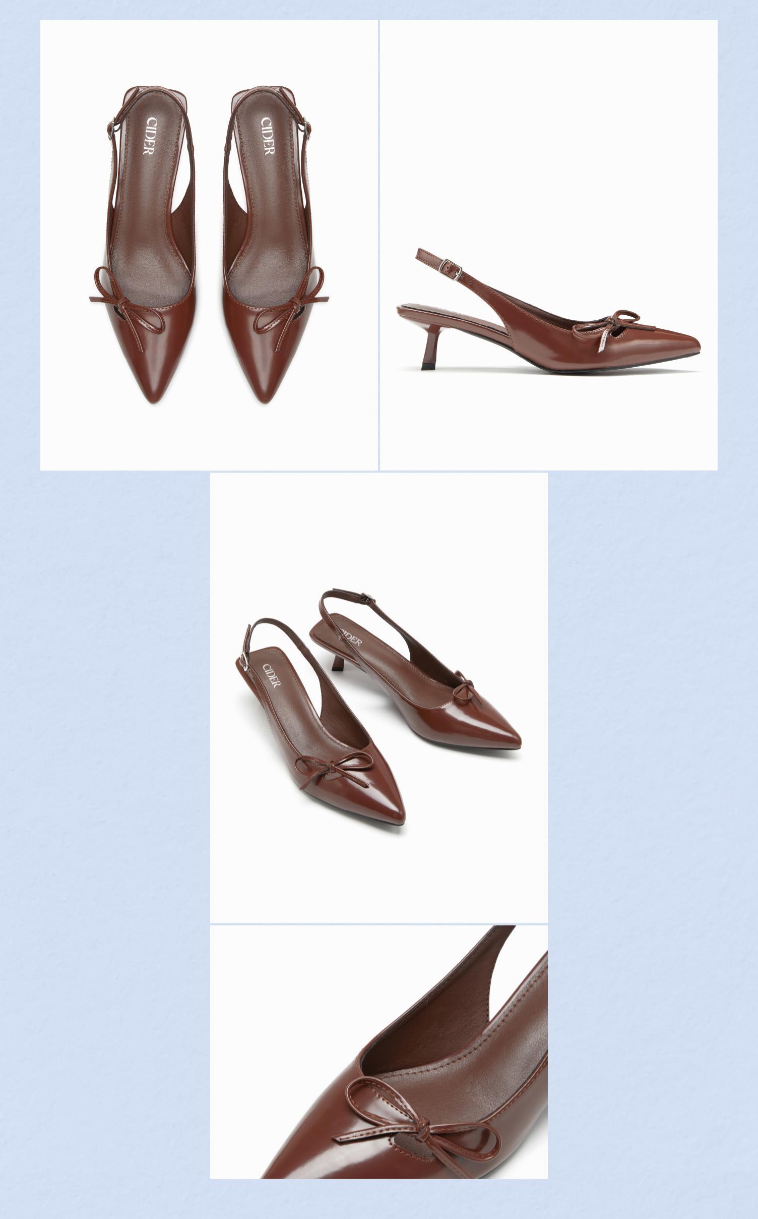 Cider BOWKNOT POINTED TOE SLINGBACK HEELS SohoChic