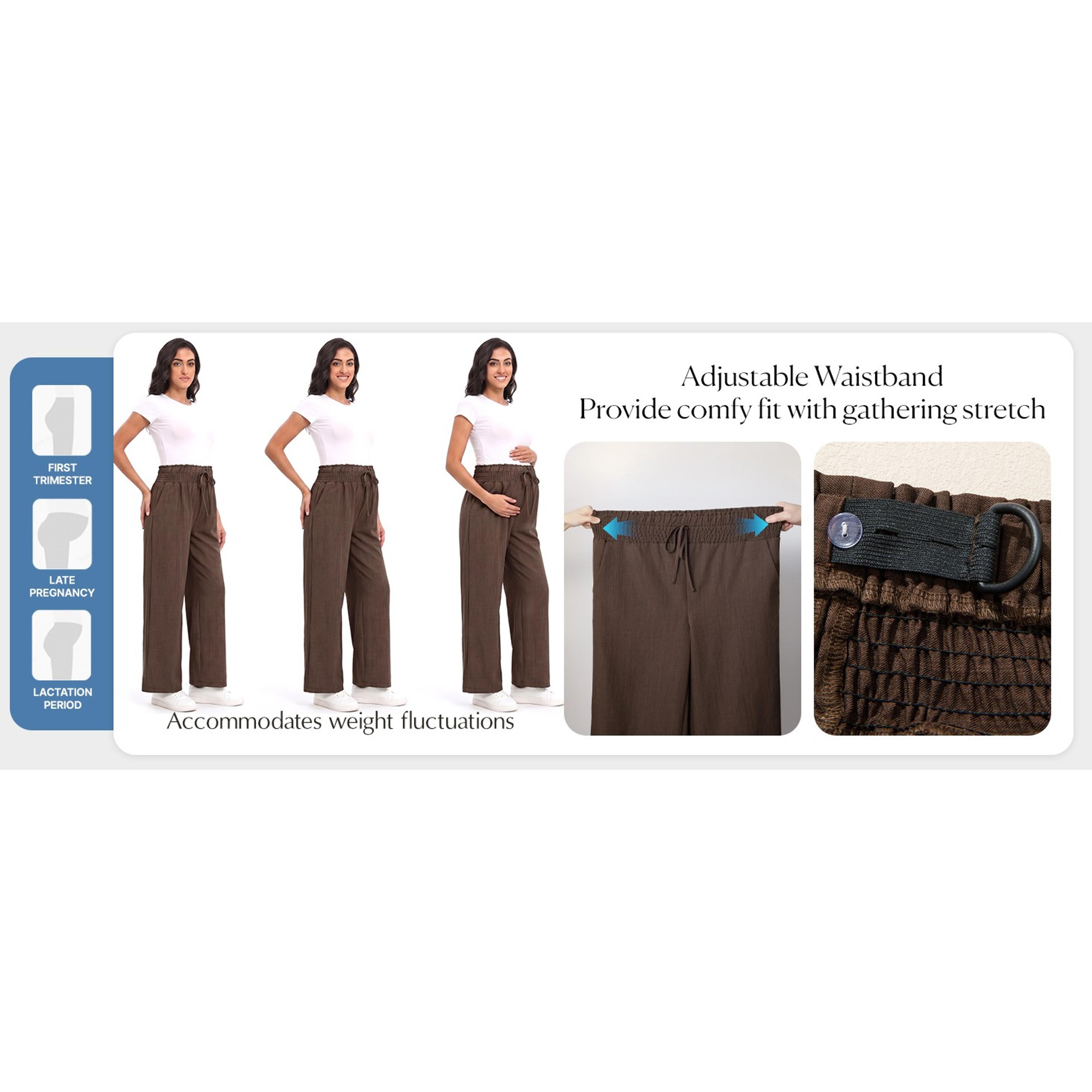 Maternity Pants Wide Leg High Waisted Flowy Pregnancy with Pockets | Fashion Plus Size Palazzo Pants For Business, Casual Summer Spring, Postpartum Outfits Work Trousers