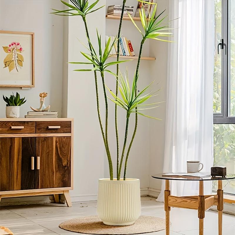 2 classic Roman striped plastic flowerpots-medium lightweight and durable indoor/outdoor flowerpots with metal-plated surface and circular design, suitable for succulents, cacti, Halloween and Christmas decorations, Modern Plant Pot, Planter Pots