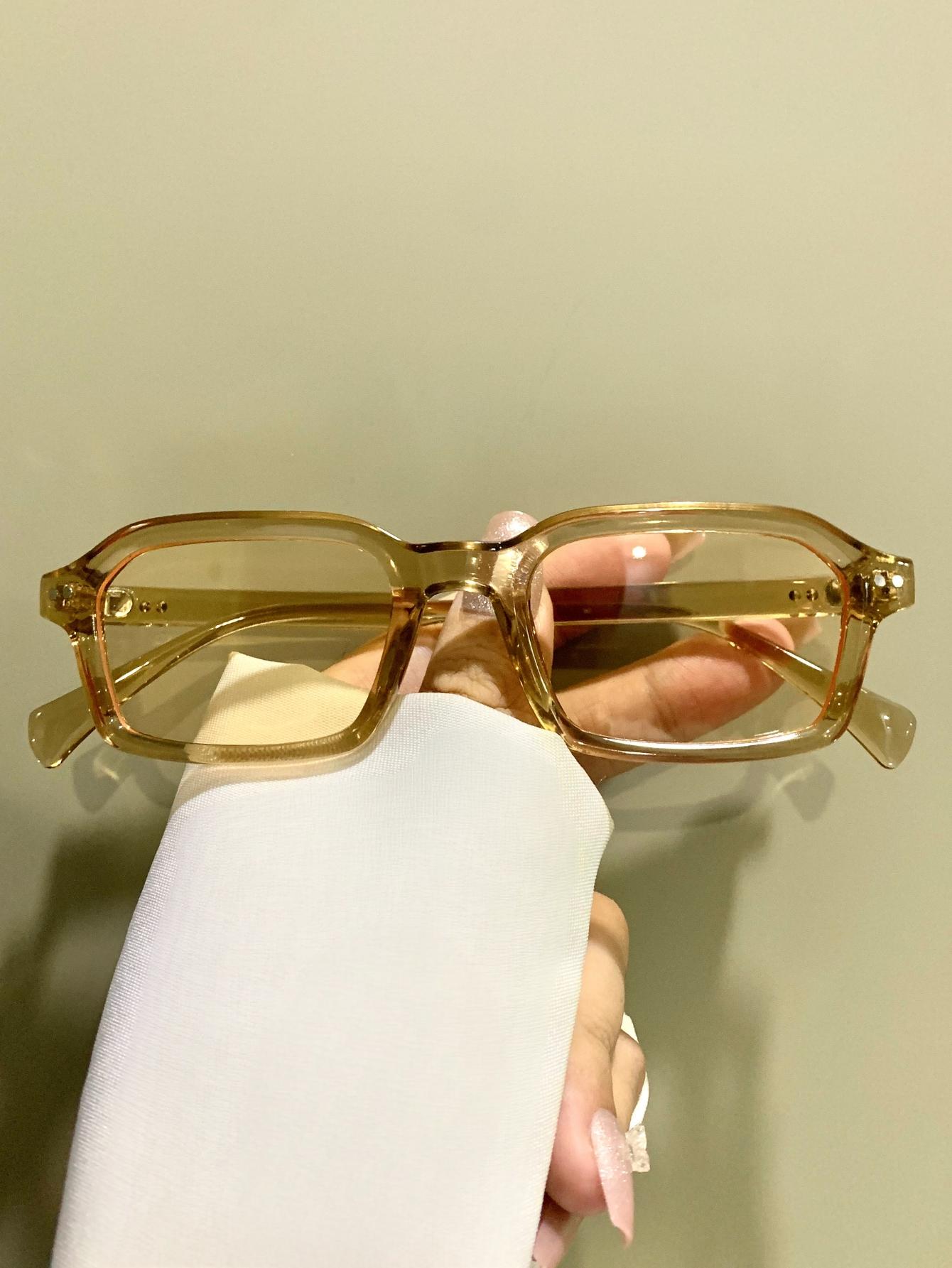 Small Frame Rectangular Glasses, Simple Fashion Trend Decorative Eyeglasses for Men and Women