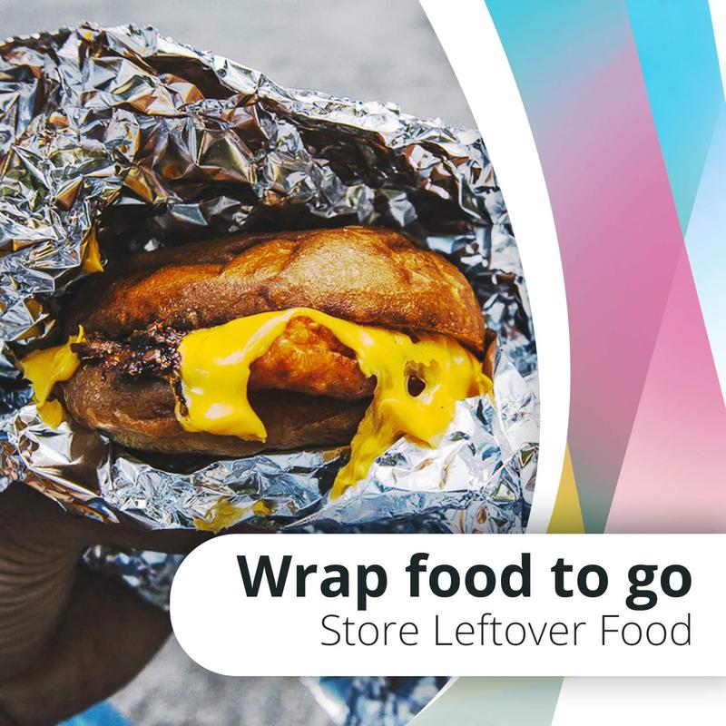 Heavy duty Aluminum Foil Roll ,Total 120 Square Feet ,18 Inch Width,for Restaurant Use,Disposable Food Wrapping for Burritos,Hot Dogs,and Sandwiches Kitchenware Cookware Cooking