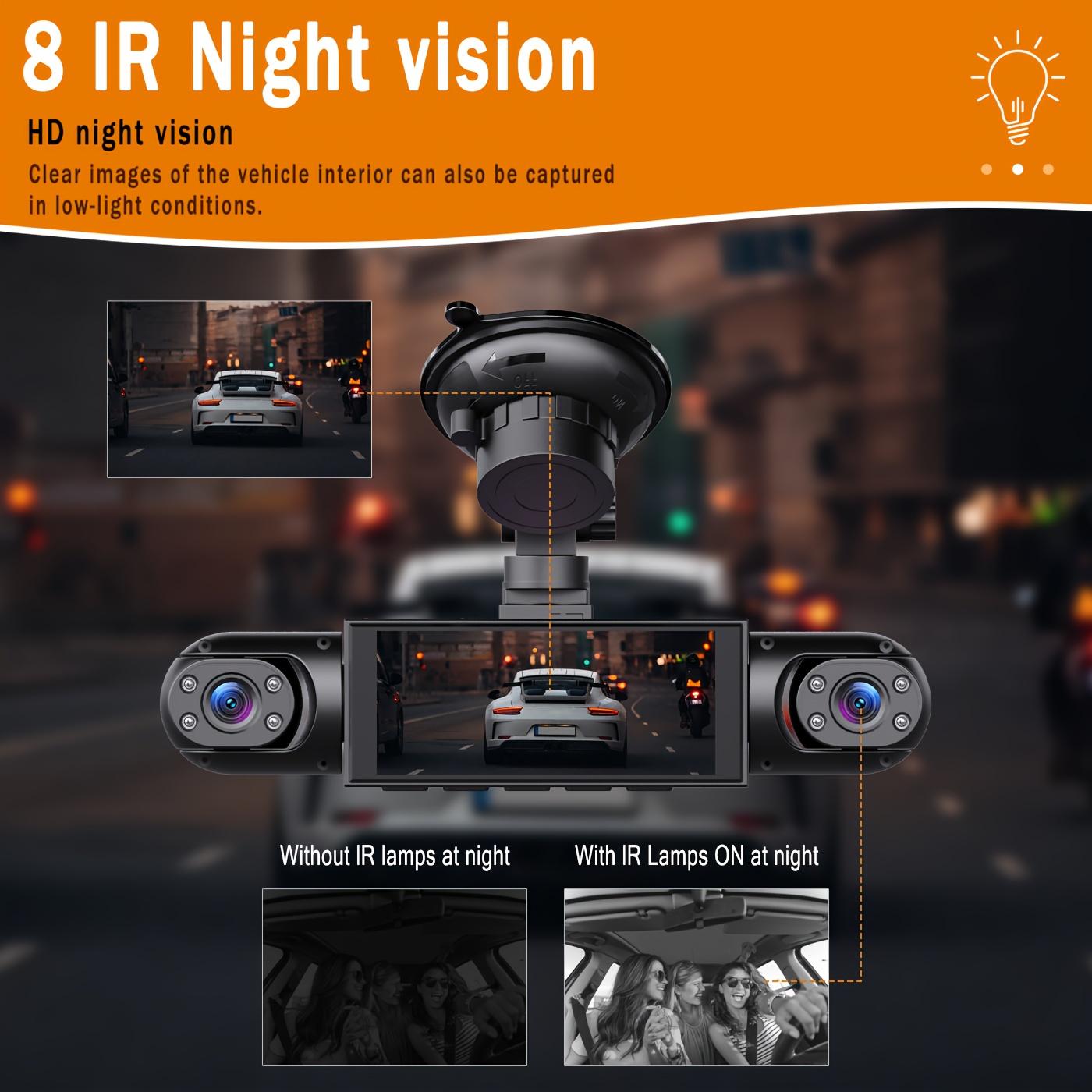 360° 4-Channel 1080P Ultimate Security Dash Cam Kit — 1080P Front, 720P Side & Rear Cameras — Super Night Vision, WDR, G-Sensor, Loop Recording, Optional Memory Card & Lenses — Safe Driving Black Box