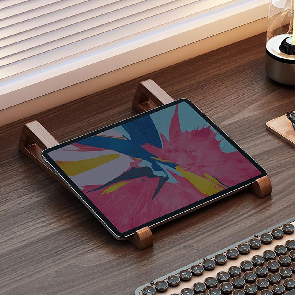 1 piece/set of solid wood laptop stand for heat dissipation, suspended convenience, desktop height increase, vertical stand, tablet storage rack