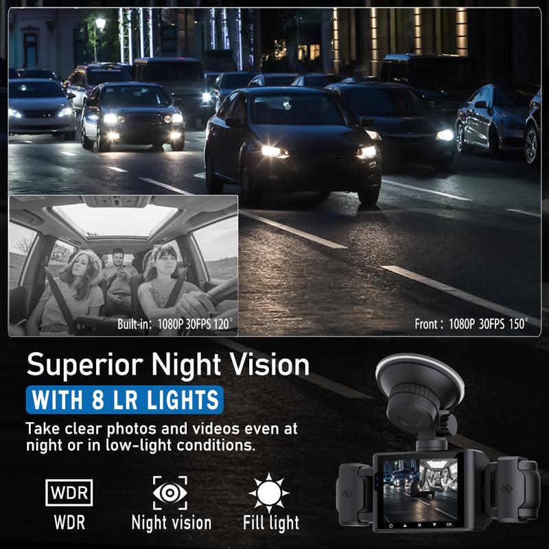 4-Channel 1080P DashCam with WIFI , Front,Back,Left&Right Adjustable Lens Dash Cam , Car Recorder , Car Camera With IR Night Vision, Cycle Recording, With Free 64 GB Card#dealsforyoudays Autos Automotive Vehicle Black