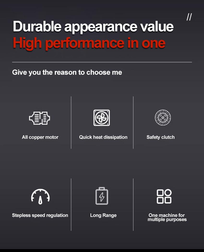 21V Electric Hammer Drill with 6/8/10/12 Chisel Bit, 360°C Swiveling Front Handle, Electric Hammer for Concrete Breaking