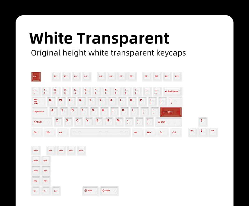 Latenpow Foggy Transparent Keycaps PBT Keycap Set for Mechanical Gaming Keyboard DIY 68/75 Layout 94 Keys