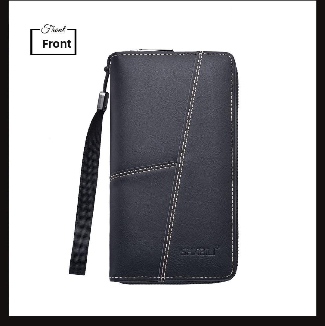 2026 New Men Leather Wallet Long Zip Around Multi Card Slots Large Capacity RFID Blocking Slim Billfold Money Clip Holder Fashion Designer Wallets for Men Gift Box