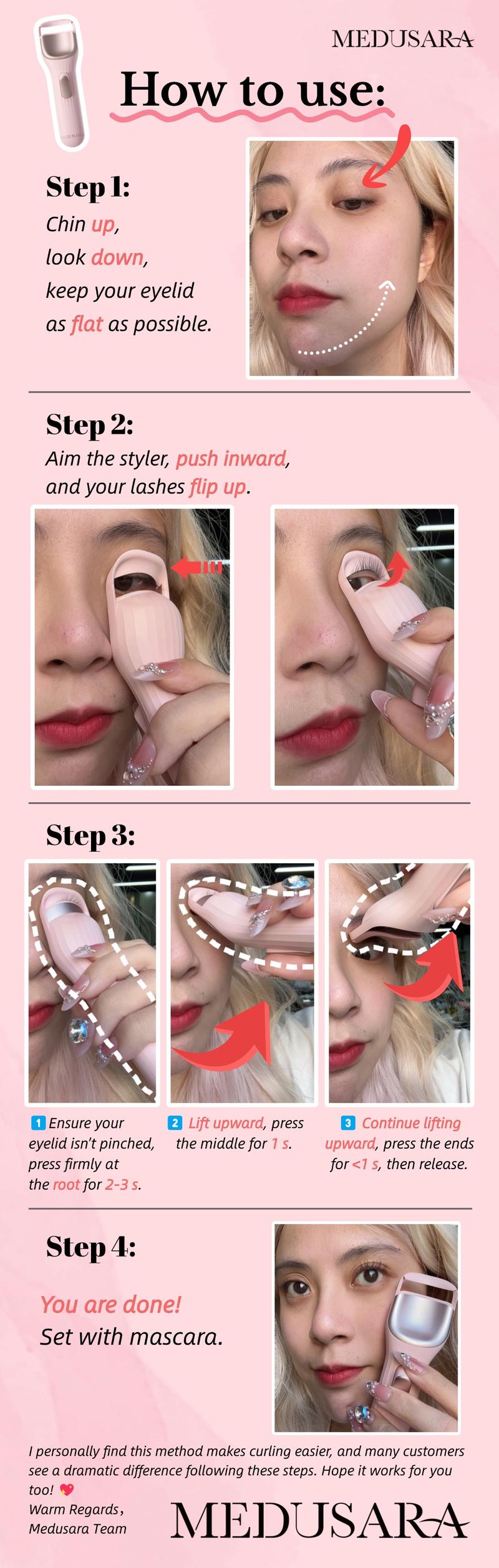 Medusara Electric Lash Styler-BU, Premium Heated Eyelash Sculpting Device, Rechargeable Heated Lash Curler, Medusara