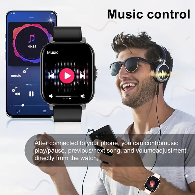 Smartwatch with Call Function - Wireless Call, Message Reminder, Pedometer & Calorie Tracking, Multiple Sports Modes, Weather Forecast, Wireless Connection, Comfortable, Unisex
