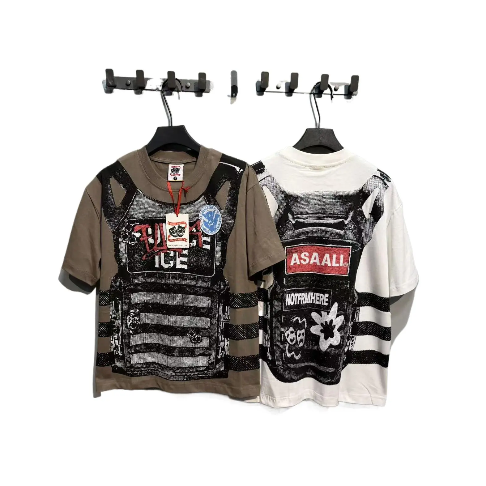 ASAALI Heavyweight Graphic Tees Premium Combed Cotton T Shirt American Streetwear Oversized Casual Shirt Digital Print Summer Mens Clothing Vintage Hip Hop Fashion