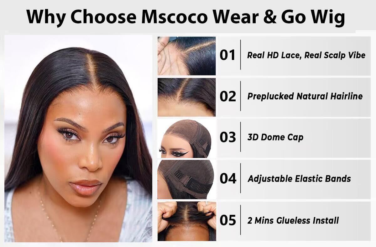 Mscoco Glueless Balayage Honey Blonde Highlight Human Hair Wig 1B 22 Body Wave & Straight Lace Wig 6x5 Wear And Go HD Lace Wig