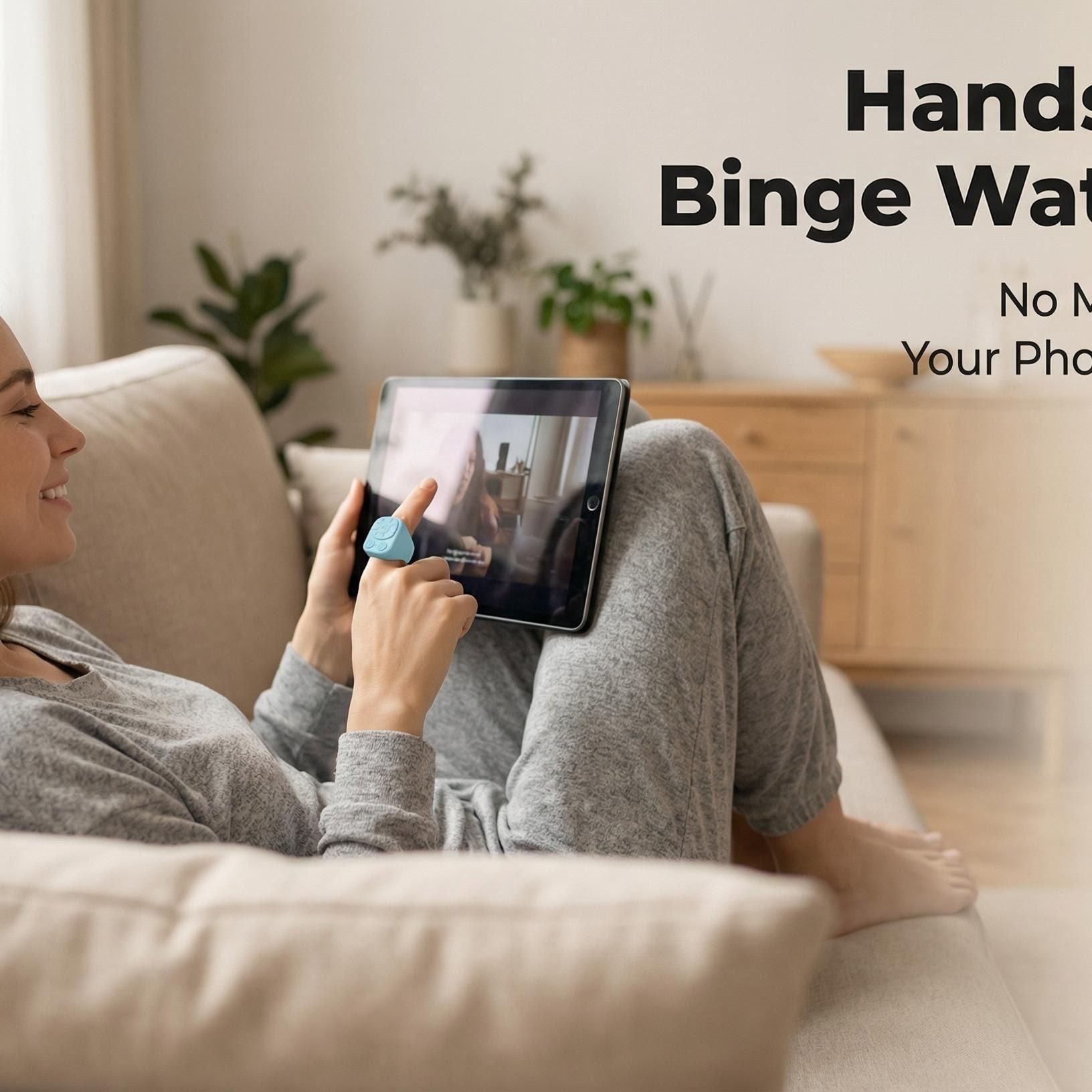 Multi-Function Ring Bluetooth-compatible Remote, Rechargeable Wireless Page Turner, Phone Camera Shutter Stabilizer, Compatible with iOS Android