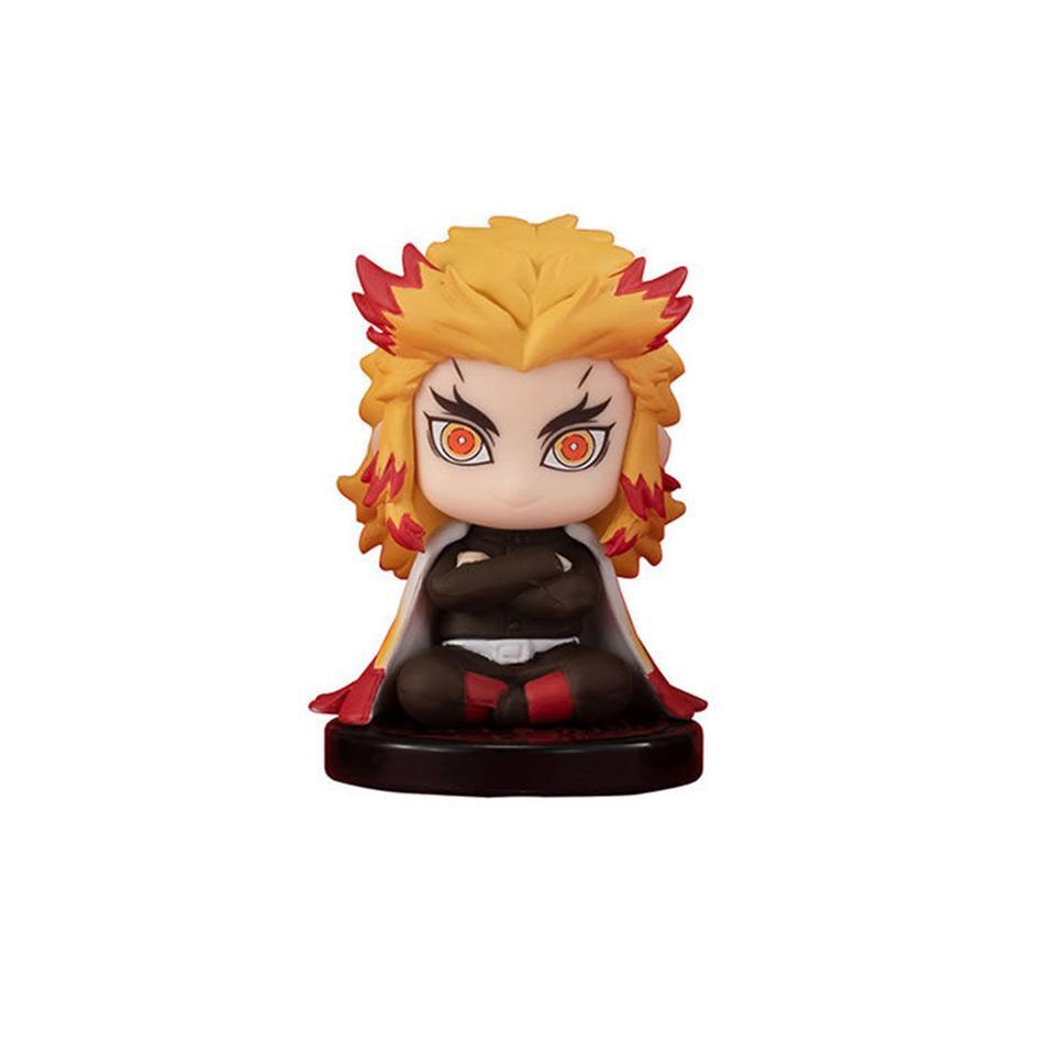 5-15pcs Q Version Demon Slayer Sitting Ghost Doll Tanjiro Nidouzi Inosuke Zenizu  Toy  Figural PVC Model Gift