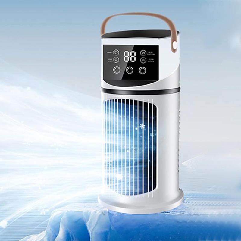 Mist Humidifier Air Conditioner Fan, Evaporative Cooling Fan, 9 Settings, Triple Spray Adjustment, 8-Hour Timer, 7-Color Lights, Essential Summer Tool