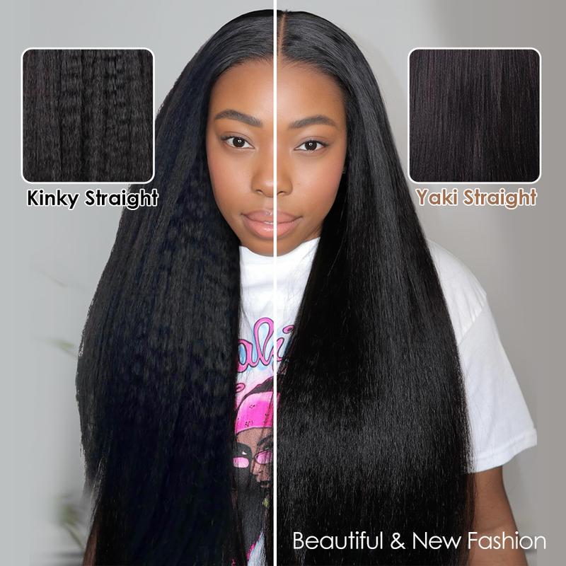Pizazz Hair Yaki Straight Hair 8x5 Gluess Wigs Pre Cut HD Lace WIgs Preplucked Natural Hairline 220% Density Easy to Install