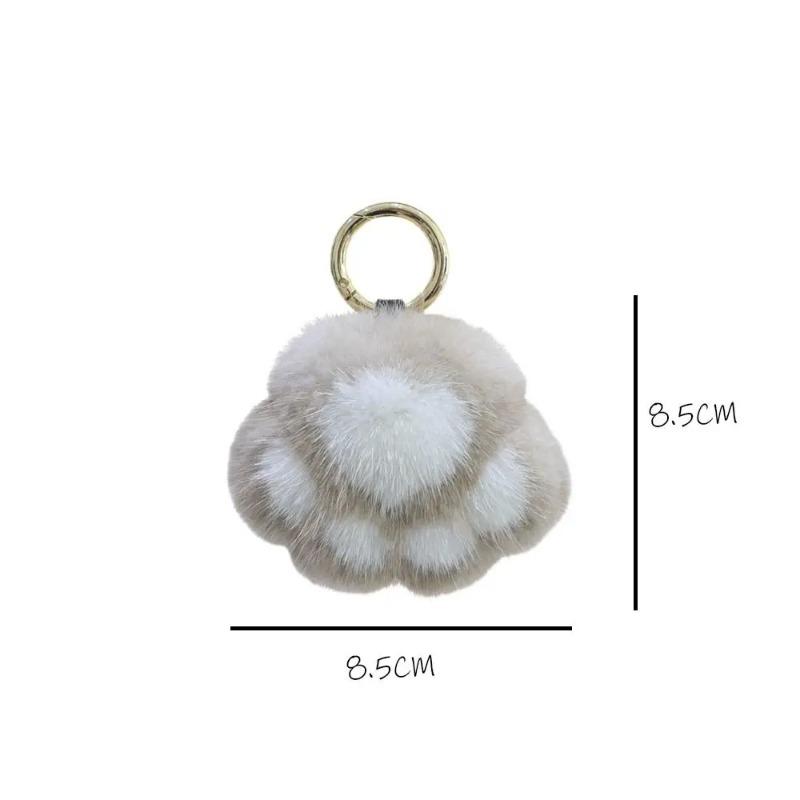 Cat Paw Pendant Keychain Couple Keychain Fluffy Faux Fur Keychain Charm Cute Soft Plush Toy Key Ring Backpack Car Key Pendant