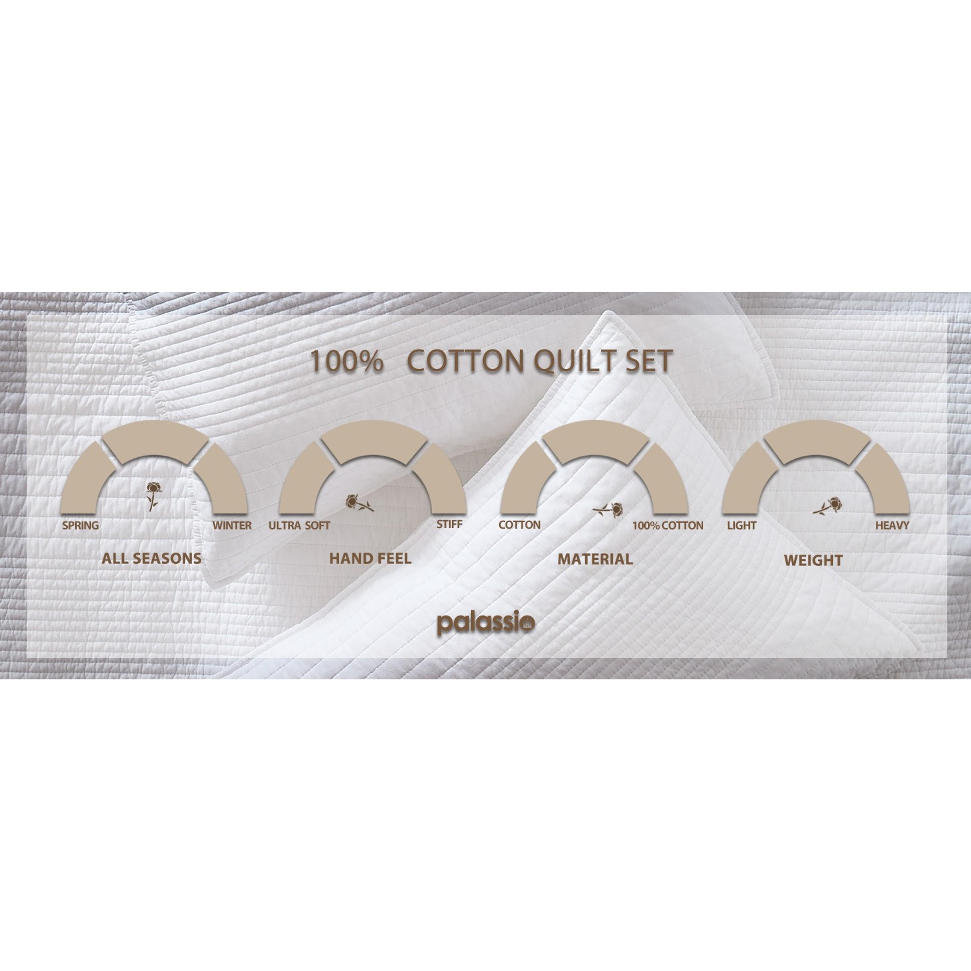Queen Size 100% Cotton Striped White Bedding Set - Lightweight Crinkly Channel Pick Stitch Textured Bedspread, Shabby Chic Farmhouse Country Coverlet with 2 Shams for All Seasons