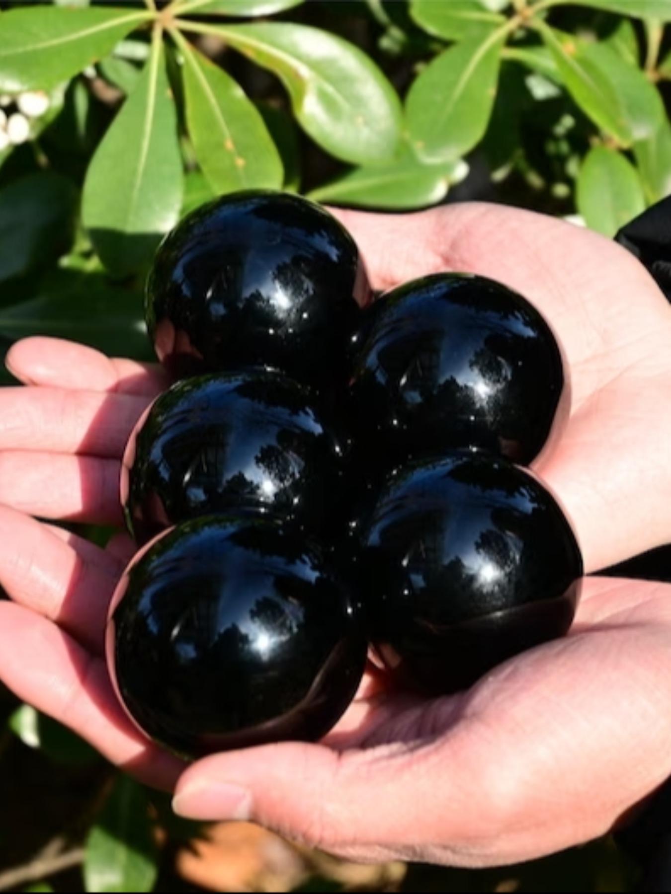 1pc Bohemian Style Obsidian & Quartz Crystal Ball - Healing&Meditation,Hand-Polished, Round Rock Crystal Ornament for Office Decor, Home Decor, Christmas, Birthday & Holiday Gifts, Office Decoration | Bohemian Style | Smooth Texture, Crystal Ball Decor