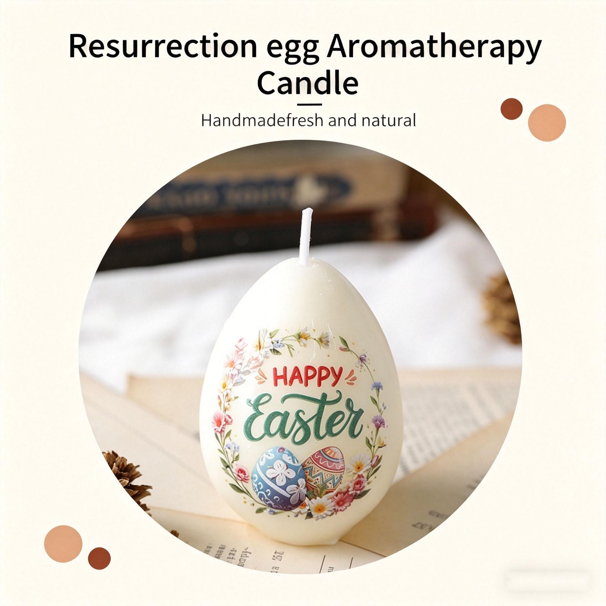 Egg-Shaped Floral Aromatherapy Candle, Hand-Drawn Design, Plant Wax, Natural Scents, Smoke-Free, Easter Decor, Home Fragrance, Gift Idea