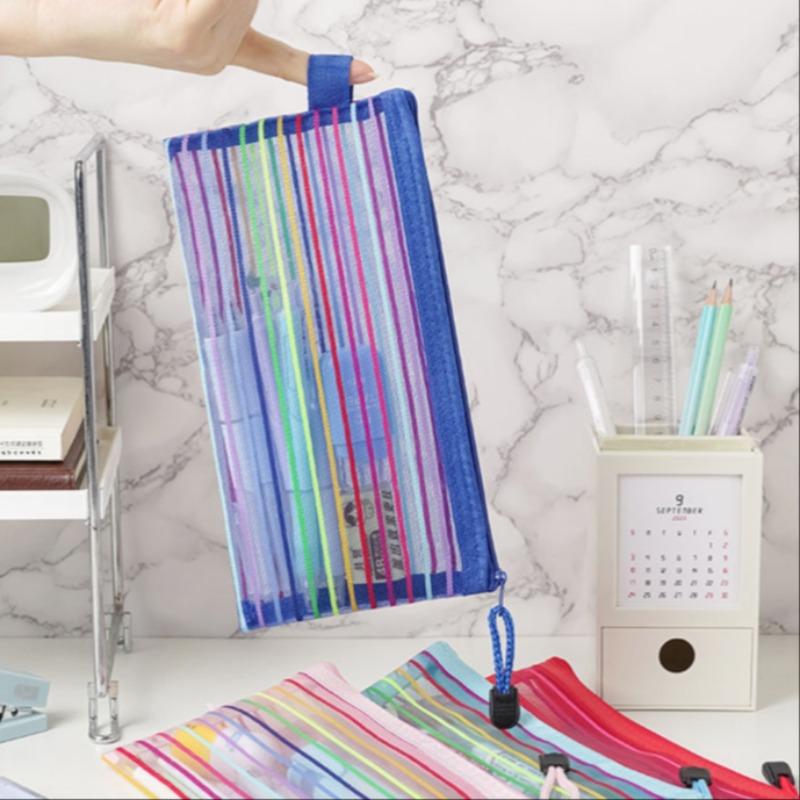 10 pieces per pack/5 pieces per pack Grid Zipper Bags, Durable Zip Closure, Soft Bright Colors, Reusable Storage Pouches for Cosmetics, Makeup Tools, School Supplies, Organizer Storage Supplies