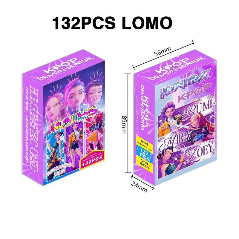 132 Pcs Kpop Anime Character Laser Photo Cards, Holographic Mini Stickers, Dual-Sided Lomo Cards, Durable Paper Material, Creative Gift Ideas