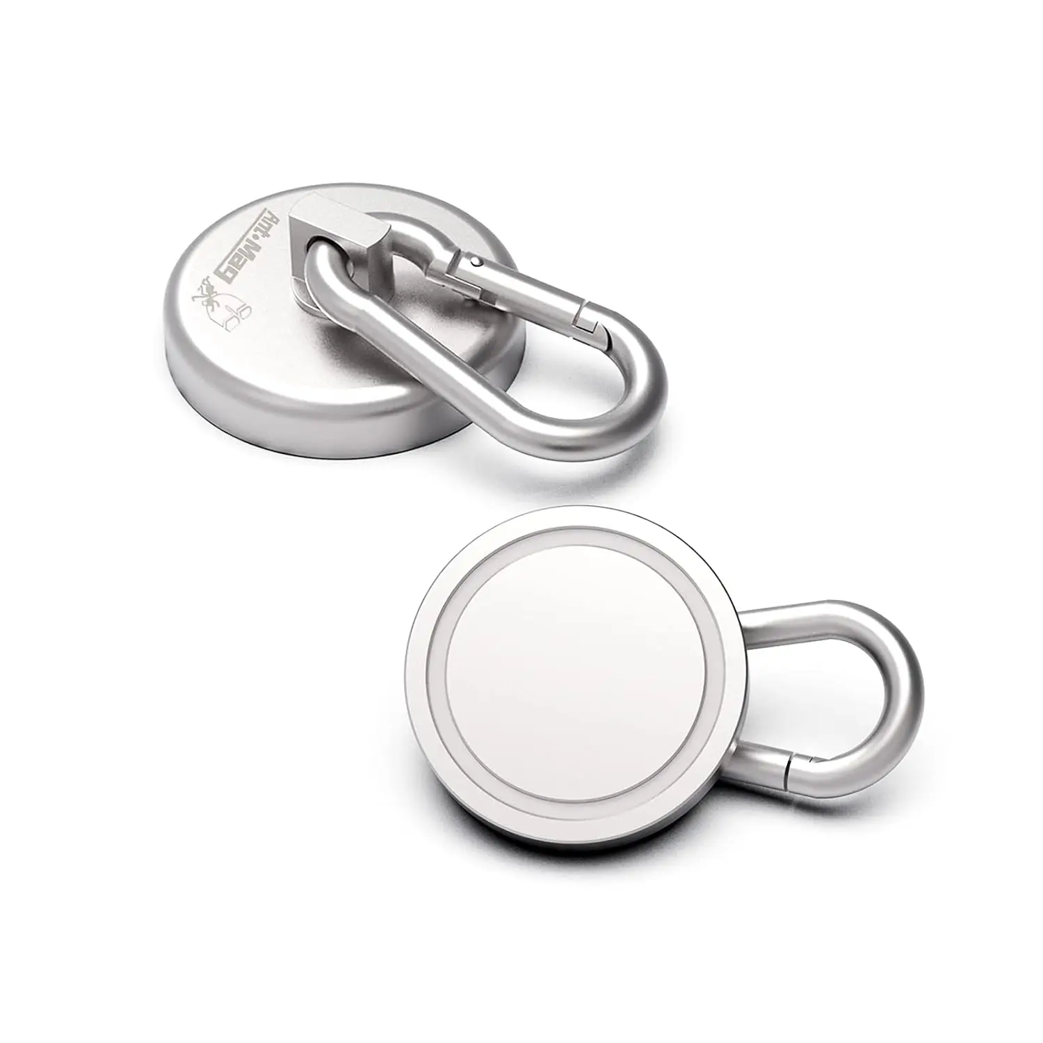 Heavy Duty Stainless Steel Metal Neodymium Magnetic Hooks with 140LBS Swiveling Carabiner, 2 Pieces No-Drill Organiser for Indoor/Outdoor, Garage Use