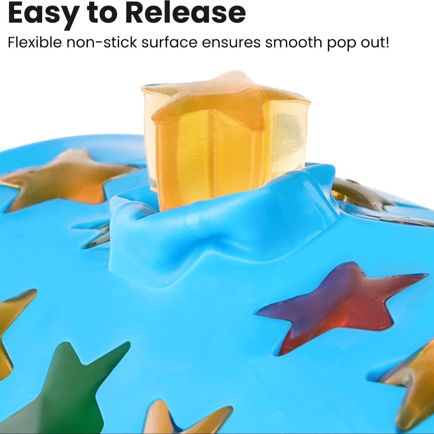 4 Pcs Star Silicone Mold,Star Ice Cube Tray,60-Hole Star-Shaped Mold and 2 Droppers,Suitable for Making Homemade Pet Training Treats/Biscuits,Mini Silicone Molds,Also Suitable for Fruit Treats and Cake Decorations.