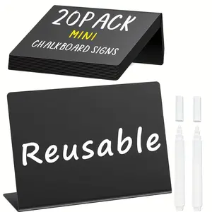 30 Mini Acrylic Blackboard Signs Small Black Buffet Labels Food Display Stands Wedding Tent Birthday Party Message Board