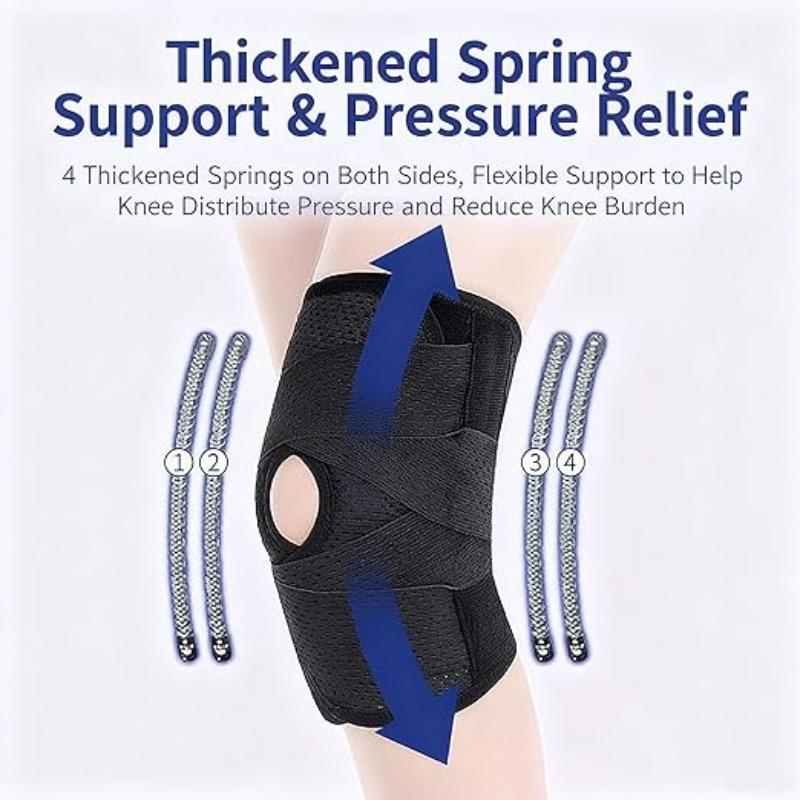 Plus Size Knee Compression Wrap Brace - Patellar Knee Brace - Breathable Adjustable with Side Stabilizers for Men & Women - Comfortable & Flexible Leg Supporter