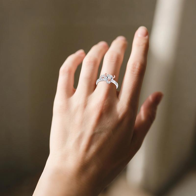 S925 sterling silver alpine cow ring, sterling silver engraving, carrying the blessing of the plateau, perfect jewelry gift non tarnish