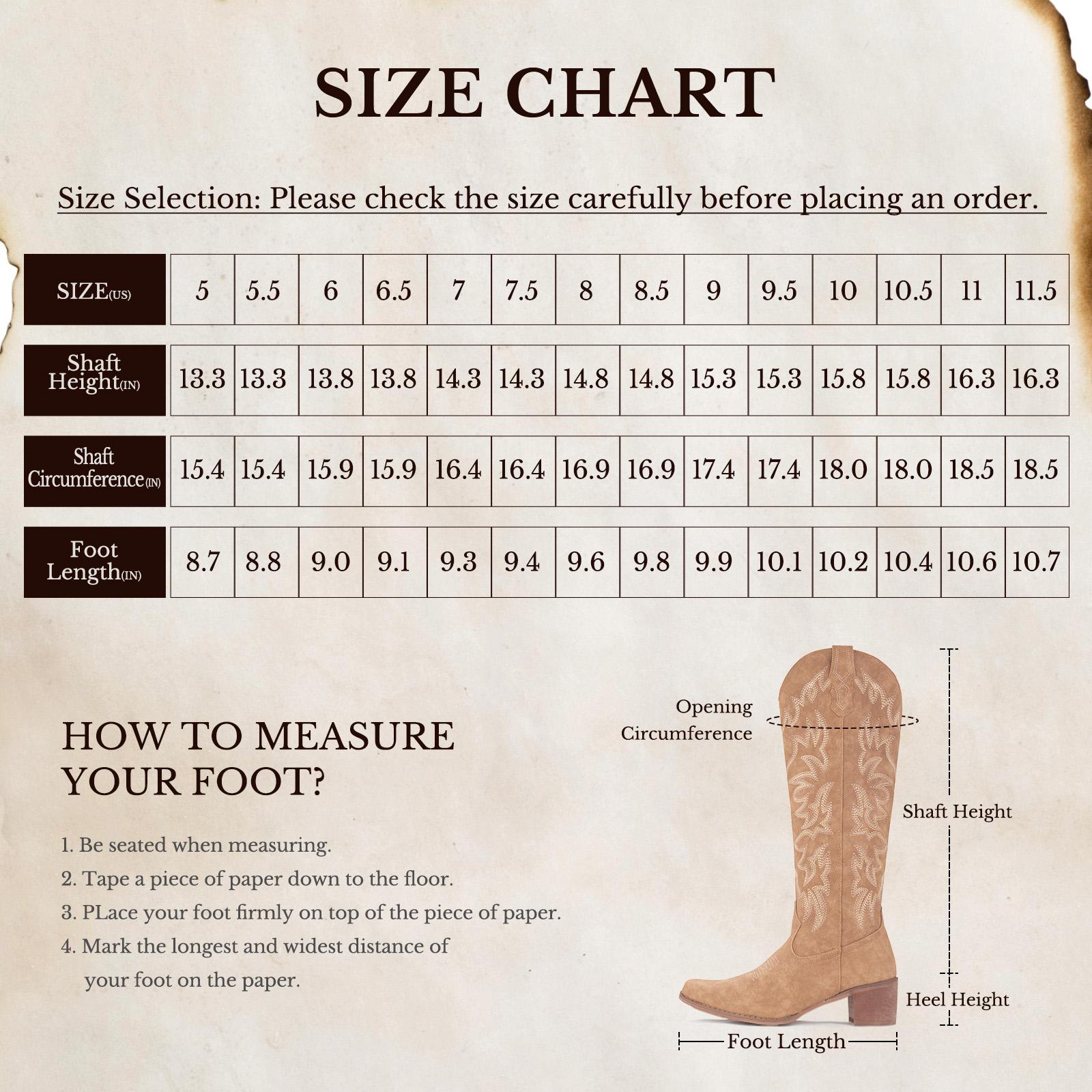 IUV Cowboy Boots For Women Knee High Boots Pointy Toe Women's Western Boots Side Zipper Chunky Heel Cowgirl Boots