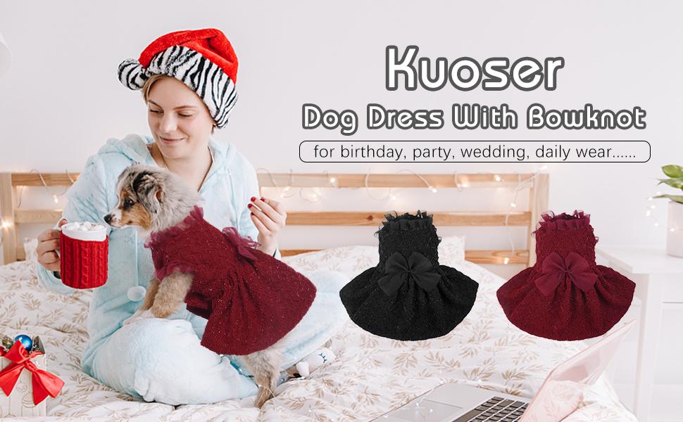 Kuoser Dog Dress, Dog Dresses for Large Dogs Girl, Cute Puppy Dress with Bow-Knot Girl Princess Dog Tutu Dress Costume Pet Outfit Cat Clothes for Birthday Party Christmas Wedding Kuoser Dog Dress, Dog Dresses for Large Dogs Girl, Cute Puppy Dress with Bow-Knot Girl Princess Dog Tutu Dress Costume Pet Outfit Cat Clothes for Birthday Party Christmas Wedding