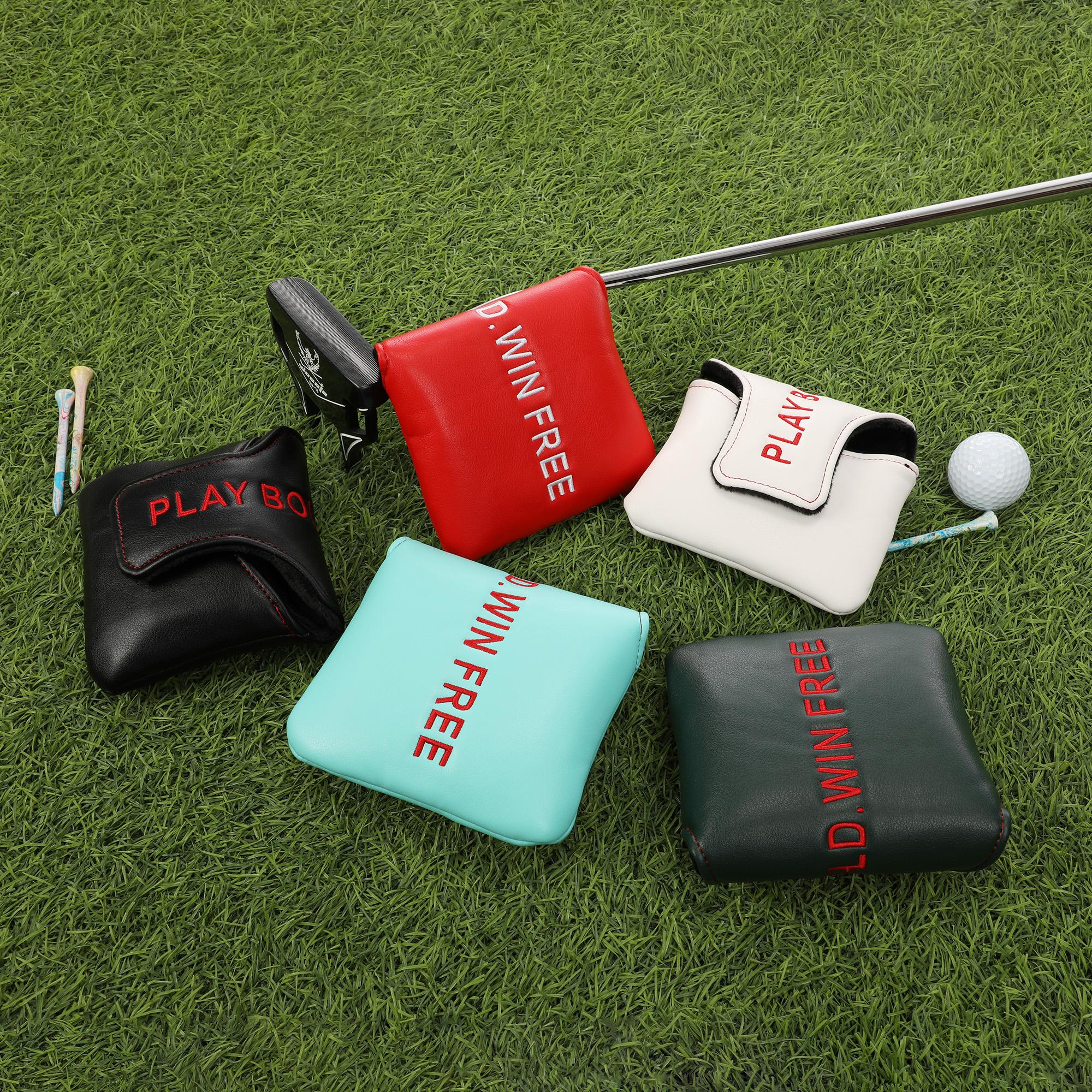 Golf Putter Cover,Durable PU material with simple lettering embroidery,Magnetic closure,Designed for Mallet putters,Golf Accessories, Golf Club Protection Covers, 5 Colors Available