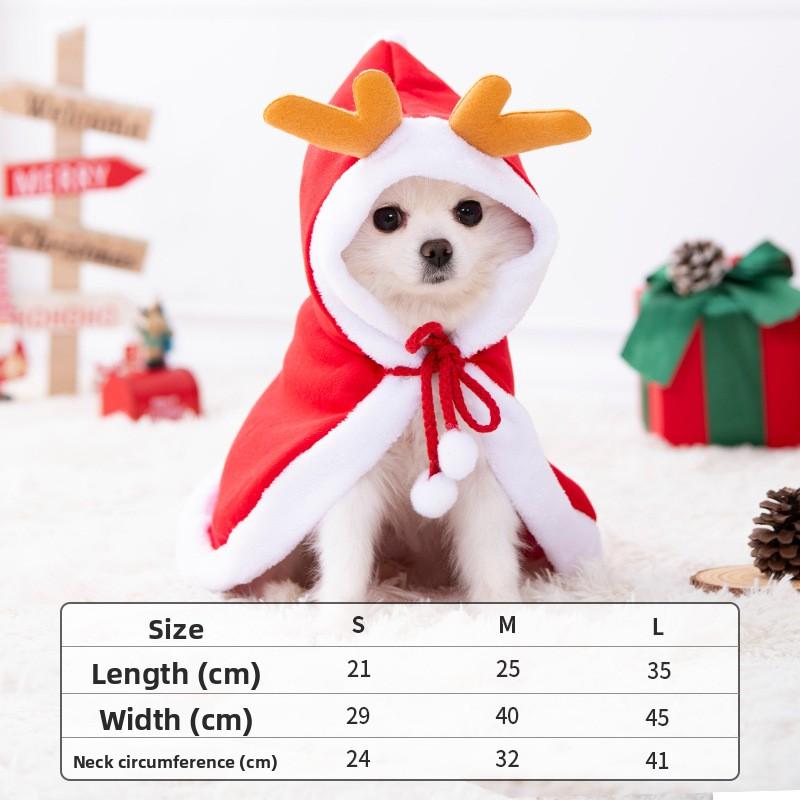 Cat Christmas Cape Reindeer Cloak Autumn Winter Warm New Year Pet Clothes Dog Shawl