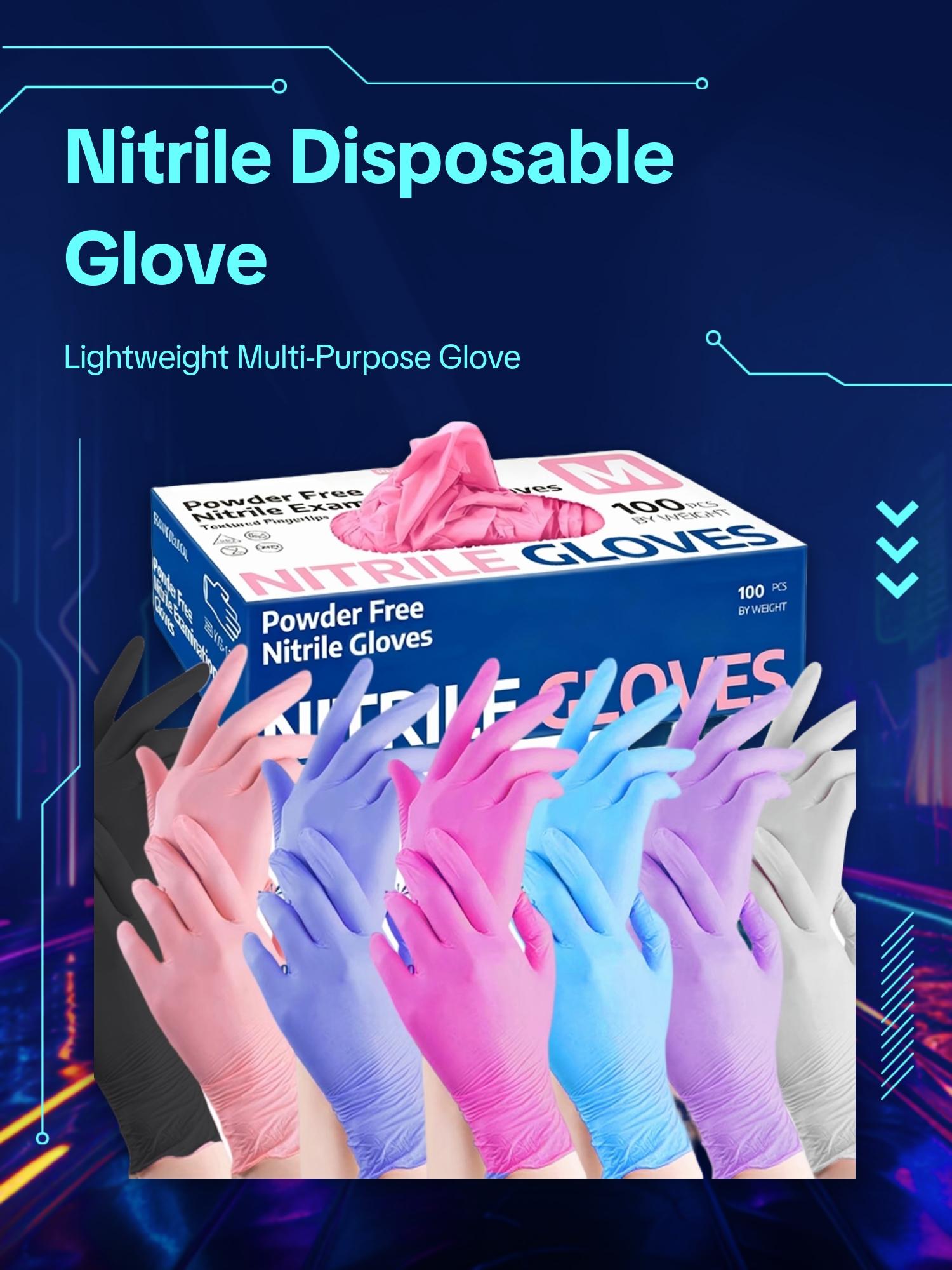 Disposable Nitrile Gloves, 20/50/100 Pairs, Lightweight Gloves for Home Cleaning, Pet Care and Dyeing, Lead- and Alcohol-Free, Available in Multiple Colors
