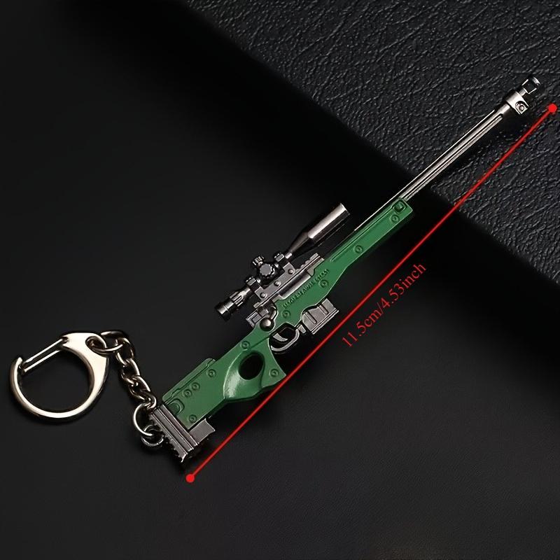 Anime Gun Keychain Set - Alloy mini metal weapon model, perfect for bag and table decoration, ideal birthday, holiday gifts, battlefield veteran decorations, miniature landscape decoration, game gun model, gun accessories suitable for gamers