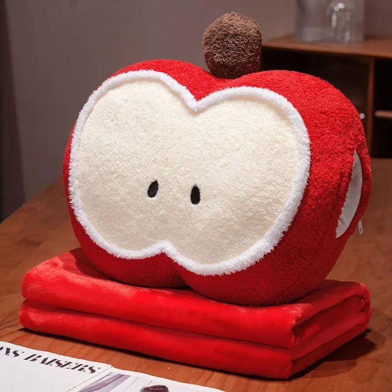 Apple Pillow Blanket 3-in-1 Office Waist Support Pillow Lying Flat Pillow for Girls Sleeping Sofa Backrest