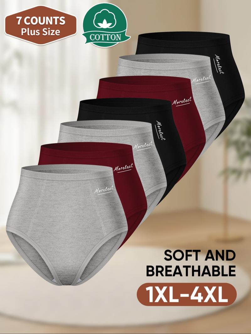 Women's Plus Size Underwear Set, Cotton Blend, Soft Breathable, High Waist Tummy Control, Casual Design, Sizes 1xl-4xl