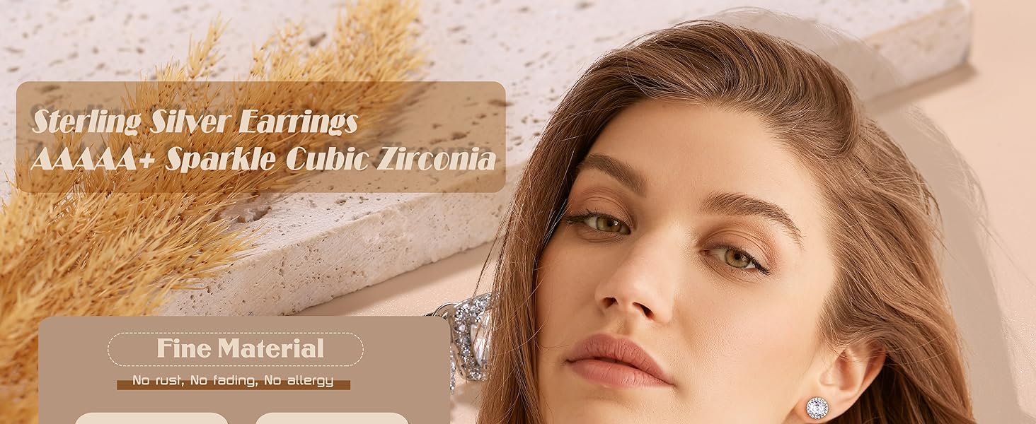MILACOLATO Cubic Zirconia Stud Earrings Hypoallergenic 925 Sterling Silver Post Earrings Big Brilliant Stud Earrings for Women Men SpringStatements MILACOLATO Cubic Zirconia Stud Earrings Hypoallergenic 925 Sterling Silver Post Earrings Big Brilliant Stud Earrings for Women Men SpringStatements